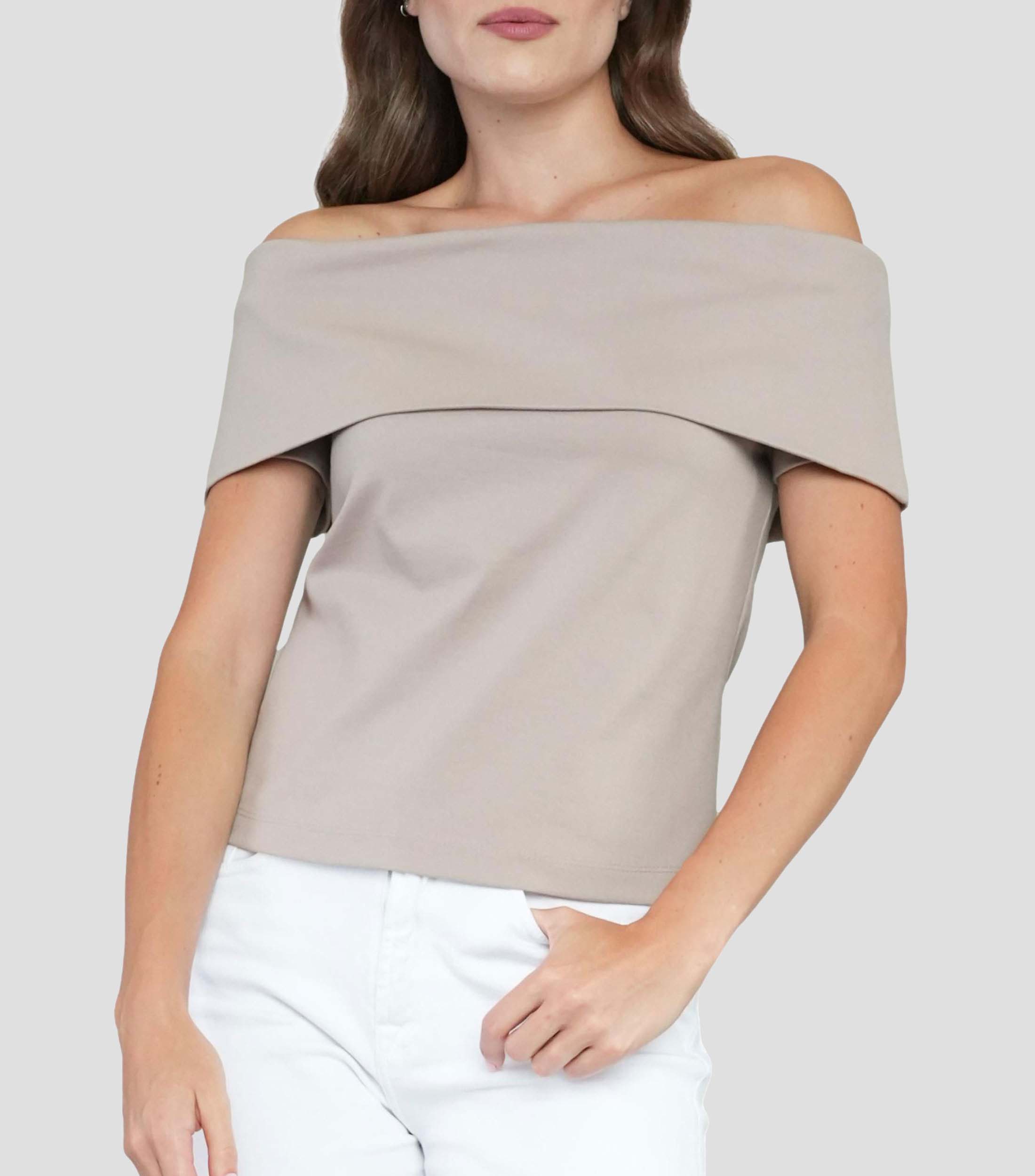 Blusa lisa con manga corta Mujer